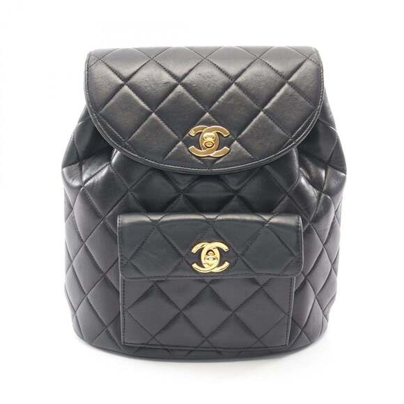 CHANEL Handbags - Chanel Matelassé Backpack/Handbag, Lambskin Leather, Women's, Black (A10177)